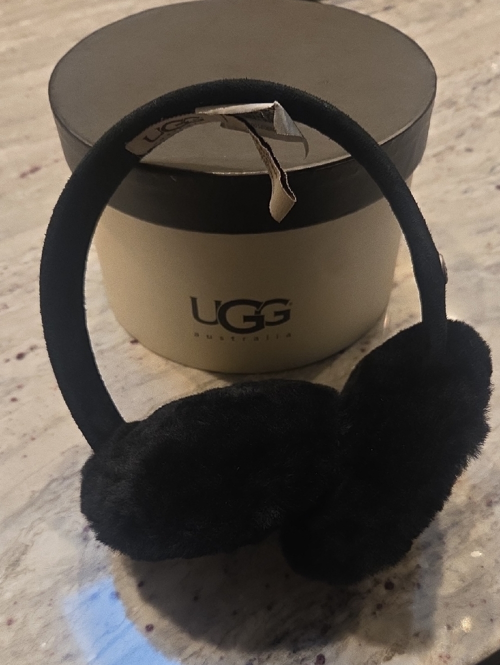 UGG Black Plush Faux Fur Earmuffs